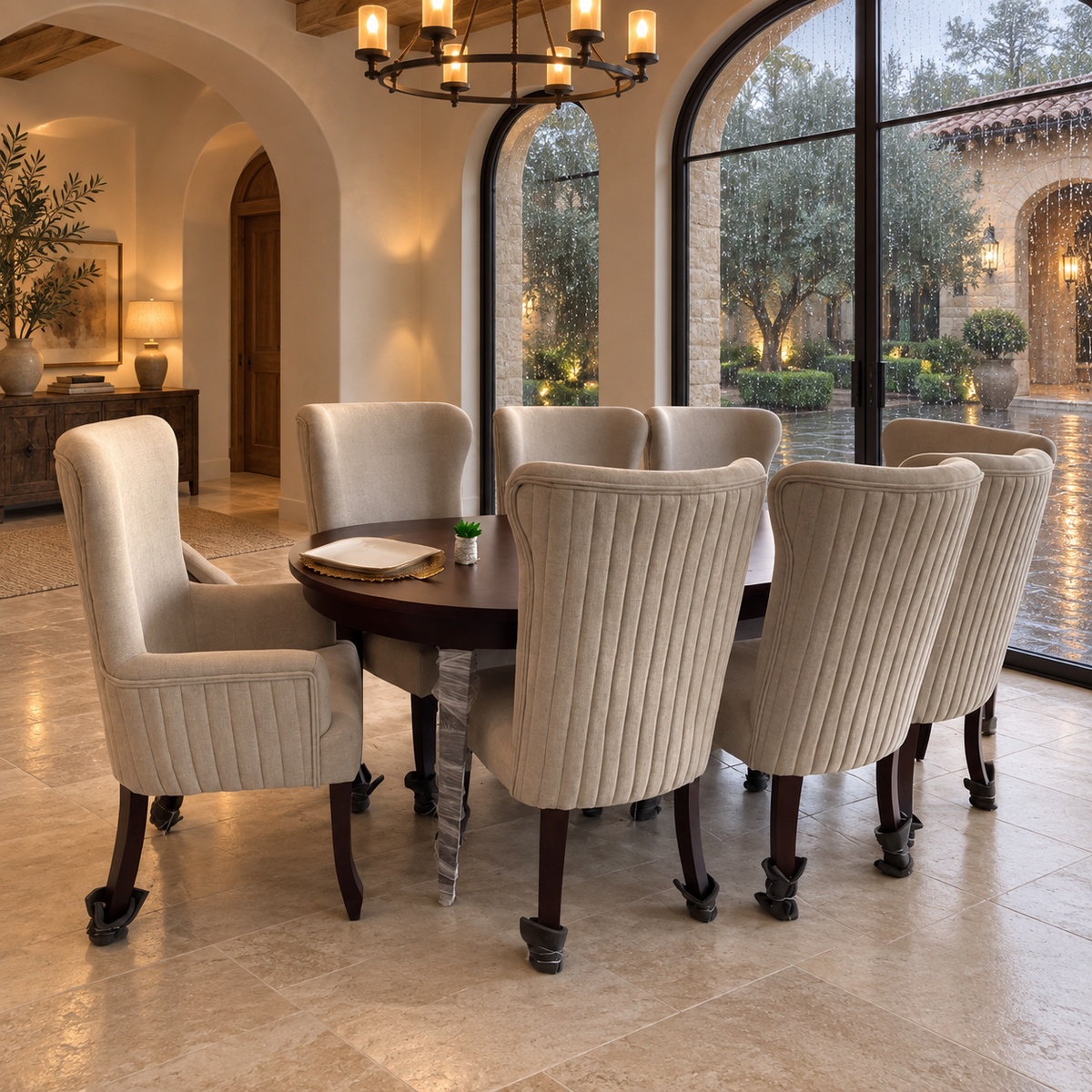 Camden Dining Collection — illustrative rain-villa styled presentation