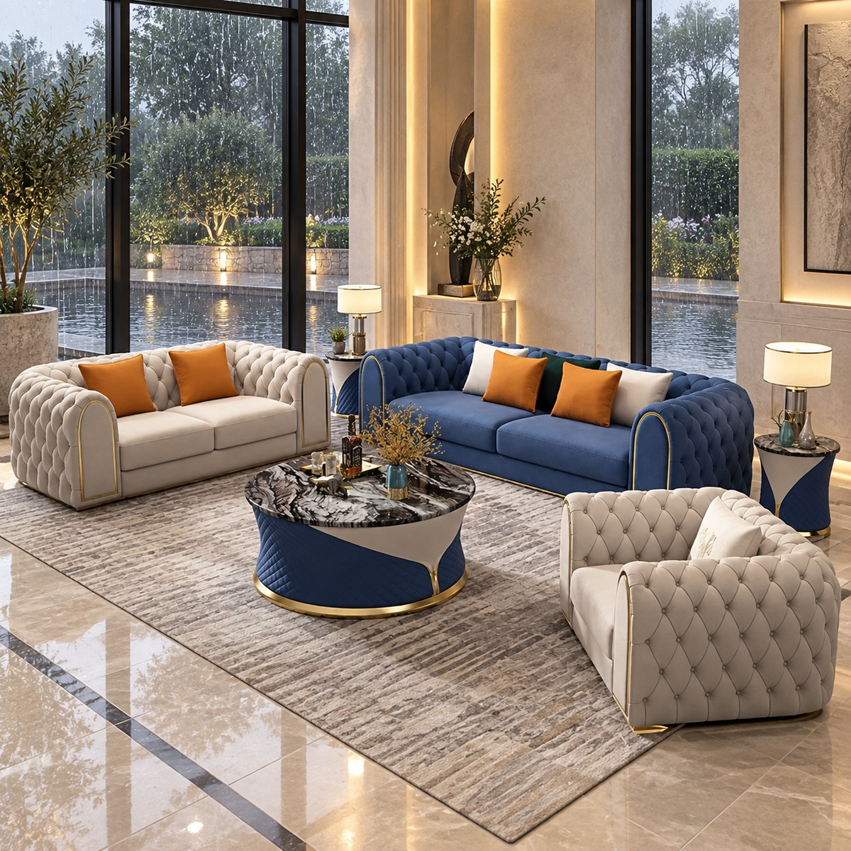 Regent Sofa & Chair Selection — related composition, AI-assisted styled visual reference; composition and inclusions require a quotation